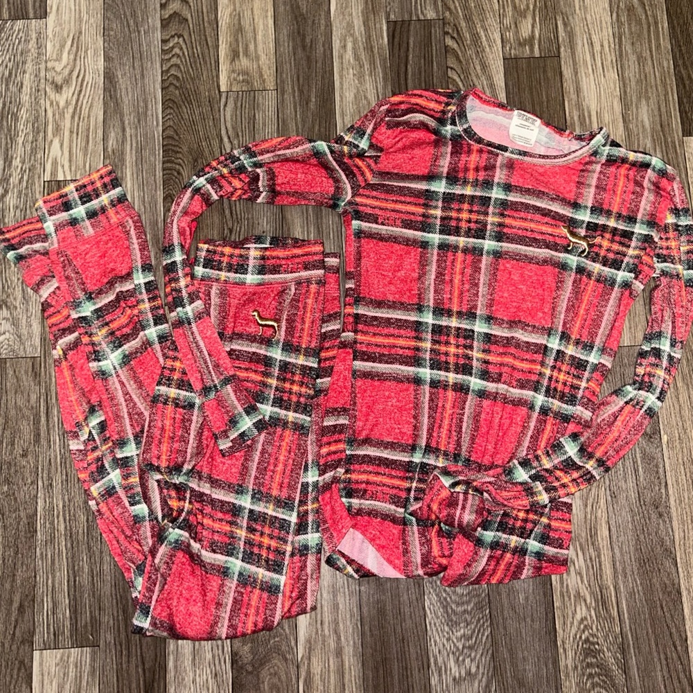 PINK Victoria's Secret Red Plaid Pajama Set
